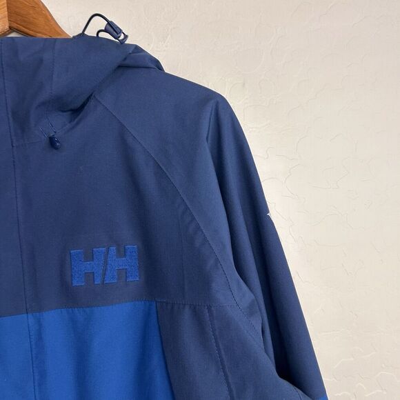 Helly Hansen Jacket Men's XL Blue Windbreaker Full Zip Hooded Logo Outdoor - Picture 5 of 9